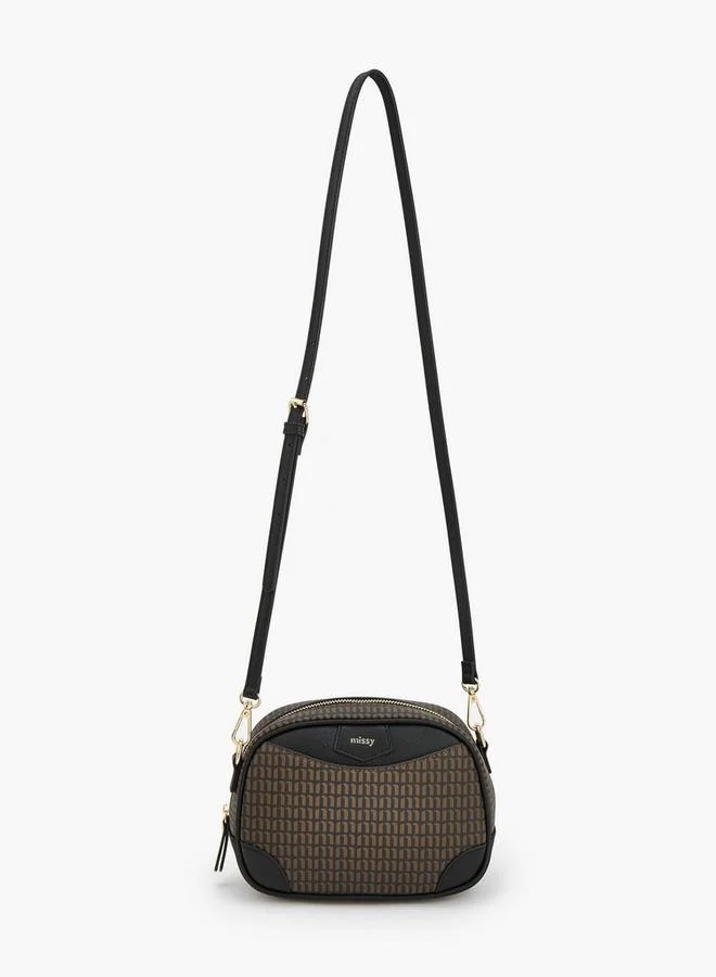 ميسي Monogram Print Crossbody Bag With Detachable Strap